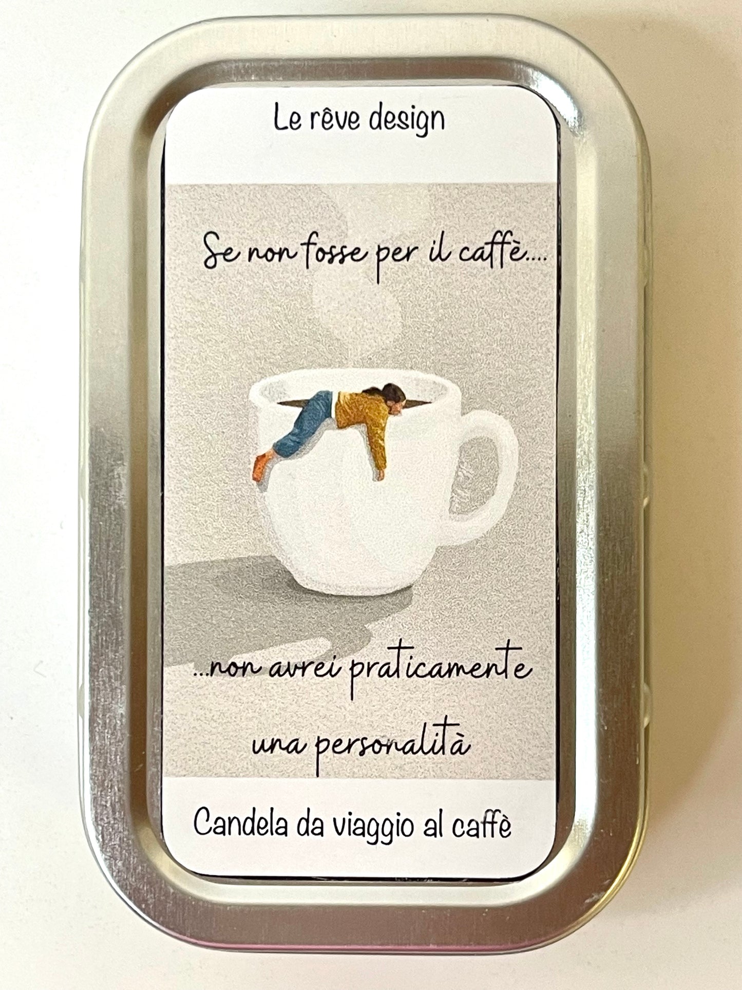 Candela da viaggio al caffè - Energia con un tocco di ironia